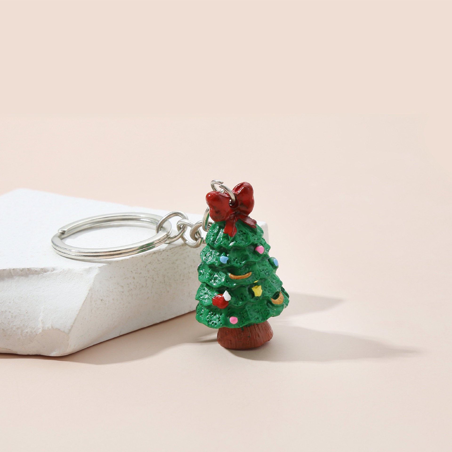 Metal al por mayor de Metal Santa Snowflake Keychain